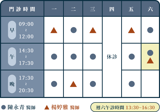 合泰中醫診所-門診時間表